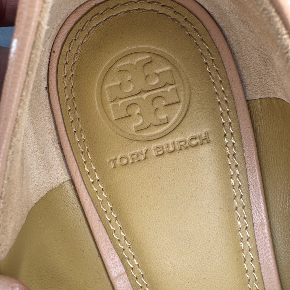 Tory Burch Leather Logo Flats Nude Beige – Size 8M - Picture 7 of 8